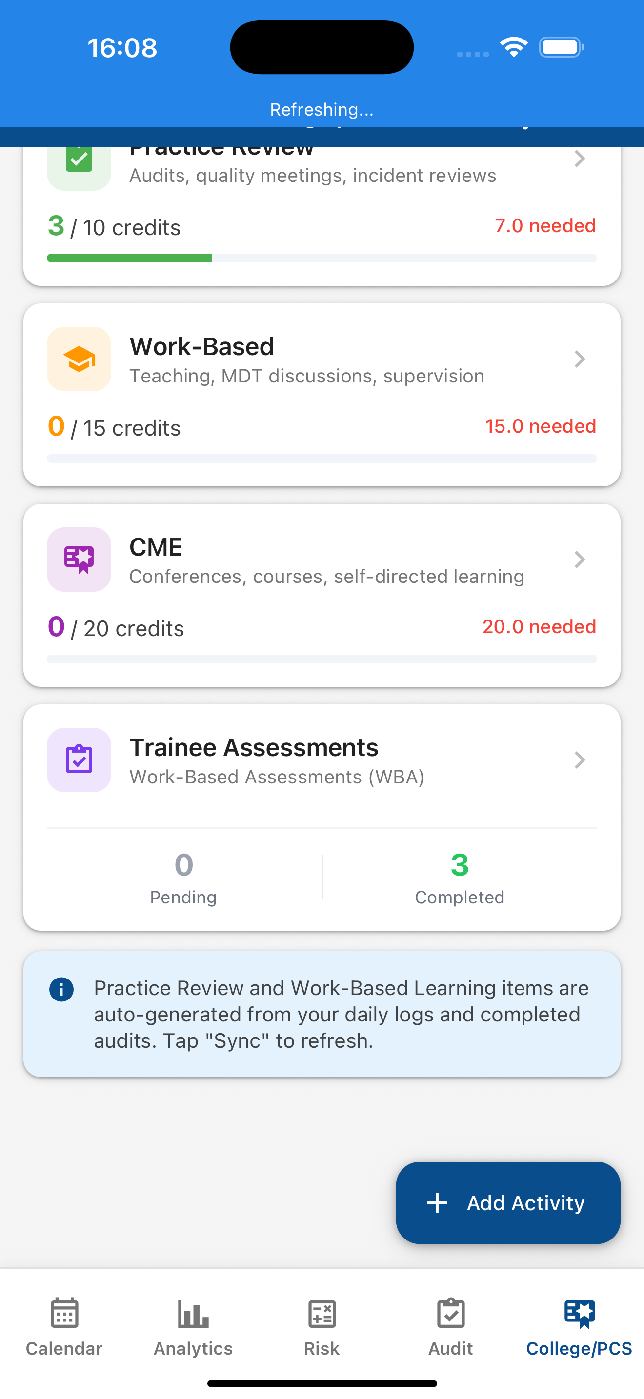 PCS categories and trainee assessments